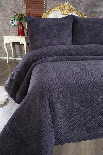 Ultrasonik Welsoft Çift Kişilik Yatak Örtüsü 230x250 Antrasit - Resim 2