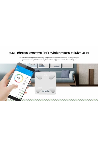 Akıllı Dijital Baskül Yağ Su Kas Vücut Kitle Endeksi Kilo Ölçer Tartı Bluetooth Destekli - 4