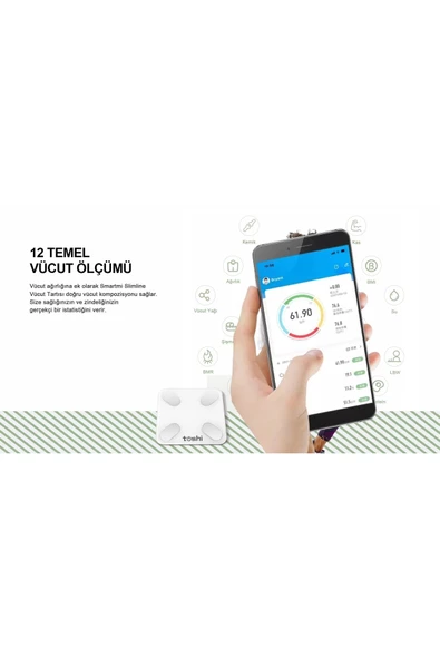 Akıllı Dijital Baskül Yağ Su Kas Vücut Kitle Endeksi Kilo Ölçer Tartı Bluetooth Destekli - 3