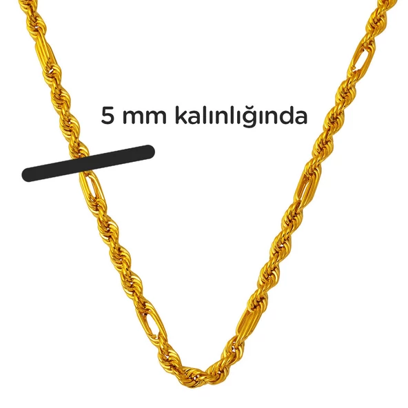 Ataç Burmalı Kolye Bileklik Altın Zincir Set - 6