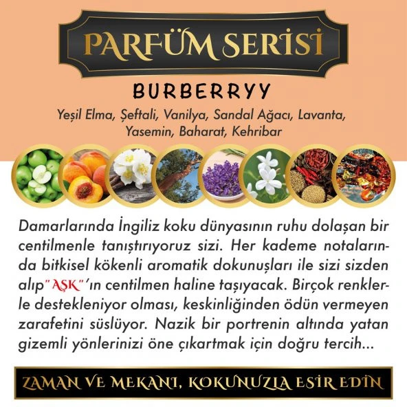 Ölümsüz Aşk Parfüm Serisi Burberryy Kokulu 10 x 8 ml Silindir Şişe Oto Kokusu - 2