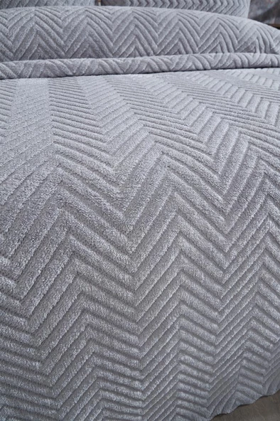 Ultrasonik Welsoft Çift Kişilik Yatak Örtüsü 230x250 Gri - Resim 3