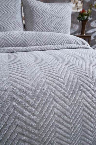 Ultrasonik Welsoft Çift Kişilik Yatak Örtüsü 230x250 Gri - Resim 4