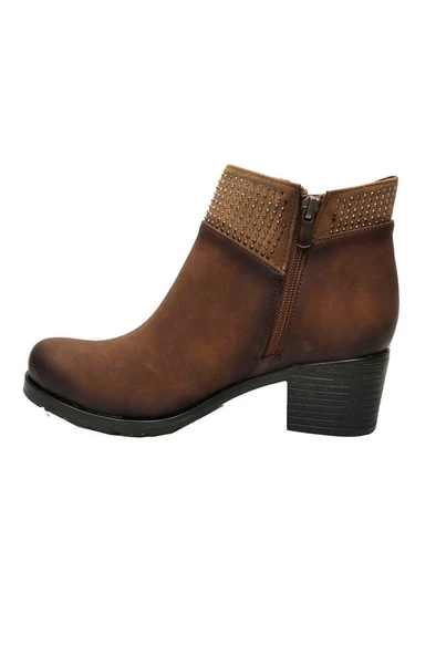Gizem 211-21 Deri Fermuarlı Fashıon Kadın Bot - Resim 5