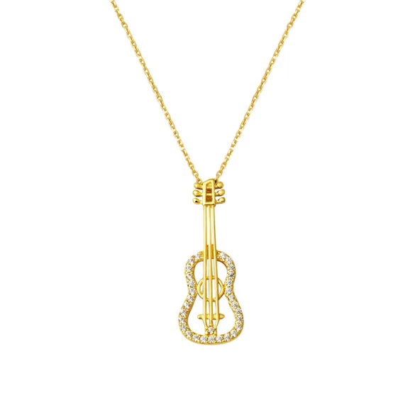 Gitar Model Kadın Altın Kolye