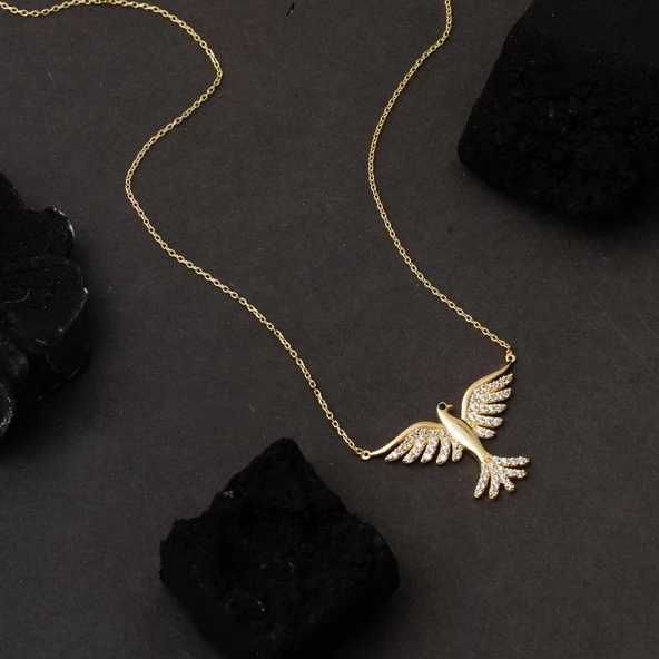Anka Kuşu Model Altın Zincir Kolye - Resim 2