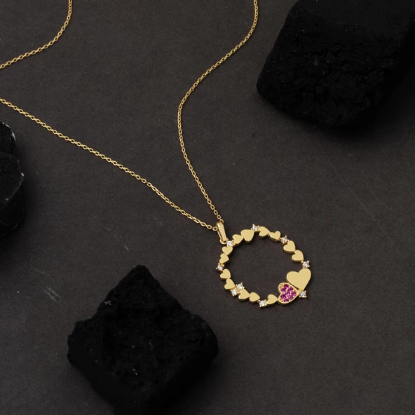 Minimal Kalpler Çemberi Altın Kolye - Resim 3