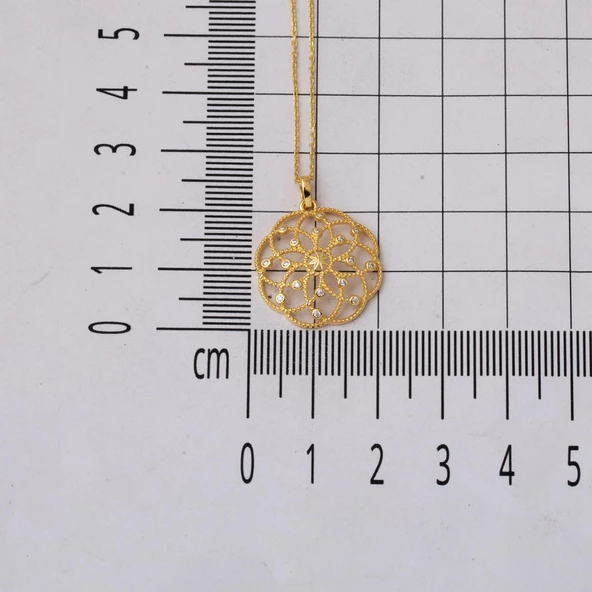 Yaşam Çiçeği Tasarımlı Altın Kolye - Resim 5