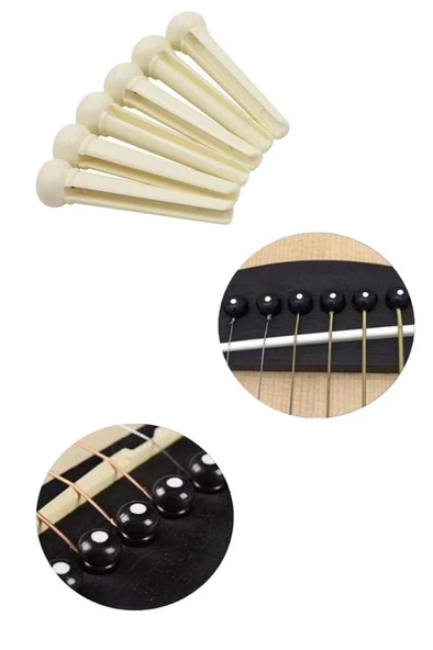 Midex SN-10WH Akustik Gitar Köprü Pimi 6 Adet (BEYAZ) ürün görseli 1