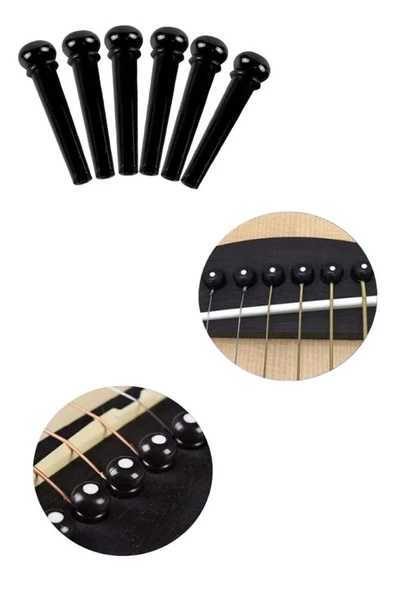 Midex SN-10BK Akustik Gitar Köprü Pimi 6 Adet (SİYAH) ürün görseli 1