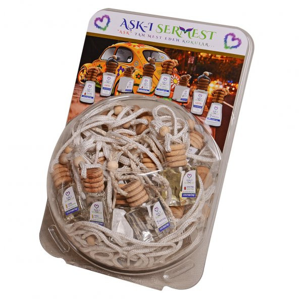 Aşk-ı Sermest Fanus Standlı 30 Adet 8 ML Yeşil Elma Kokulu Araç Parfümü - Resim 2