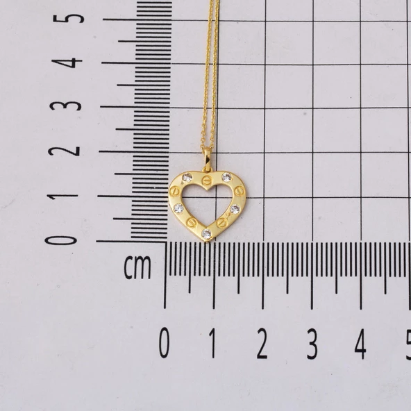 Vidalı Kalpli Kadın Altın Kolye - Resim 5