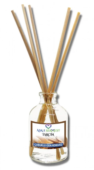 Aşk-ı Sermest Tarçın Aromalı Bambu Çubuklu Oda Kokusu Parfüm, Oval Şişe, 50 mL , 10 Adet ürün görseli 1