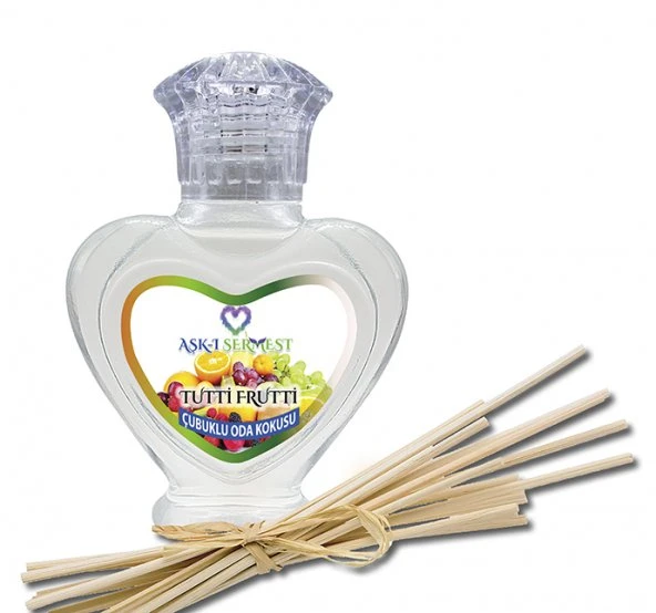 Aşk-ı Sermest Leylak Aromalı Bambu Çubuklu Oda Kokusu Parfüm, Kalp Şişe, 60 mL, 10 Adet ürün görseli 1