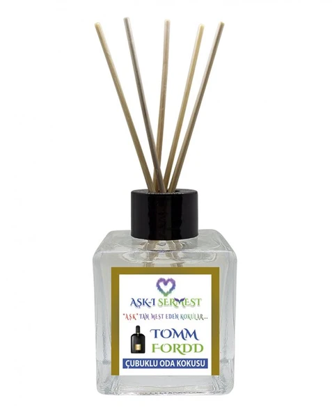 Aşk-ı Sermest Yasemin Aromalı Bambu Çubuklu Oda Kokusu Parfüm,  Küp Şişe, 60 mL, 10 Adet - 1