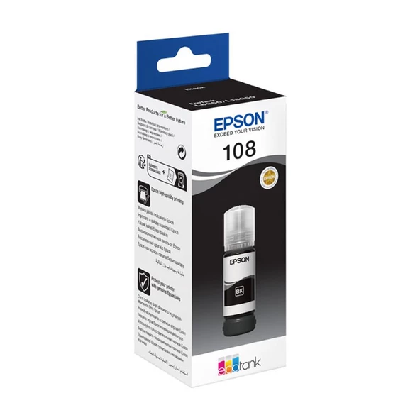 Epson T09C1 108 Black Siyah Şişe Mürekkep