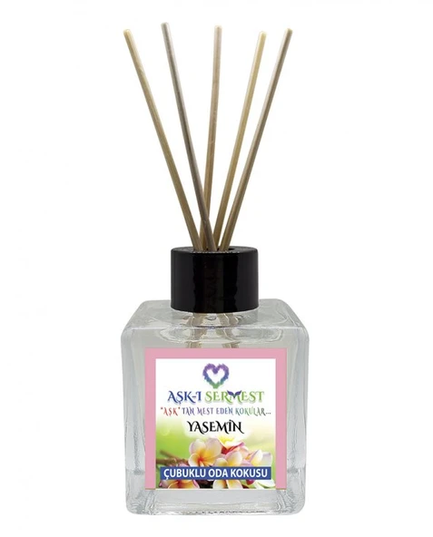 Aşk-ı Sermest Mango&Kavun Aromalı Bambu Çubuklu Oda Kokusu Parfüm,  Küp Şişe, 60 mL, 10 Adet ürün görseli 1