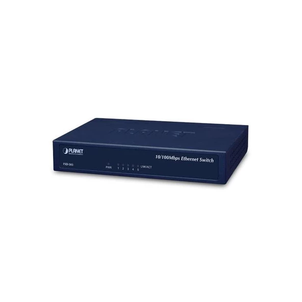 Planet PL-FSD-503 5-Port 10/100Mbps Yönetilemeyen Fast Ethernet Switch (Metal Şasi) ürün görseli