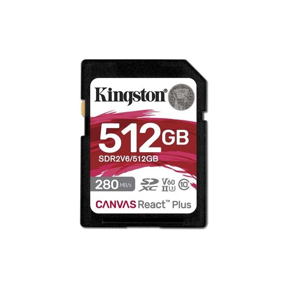 Kingston 512G Sdxc Canvas React Plus (280-150)Mb/S Sdr2V6/512Gb