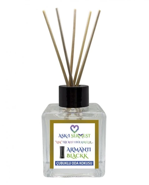 Aşk-ı Sermest Amber Aromalı Bambu Çubuklu Oda Kokusu Parfüm,  Küp Şişe, 60 mL, 10 Adet ürün görseli 1