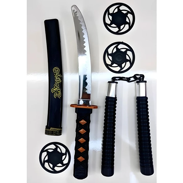 Ninja Samuray Savaşçı Kılıç Seti - Katana Mınçıka Shuriken Set