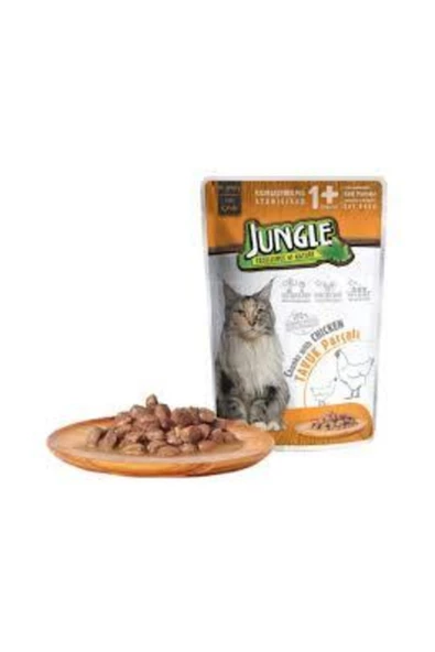 10'lu jungle kısır kedi poşet yaş mama 100gr tavuk parçalı