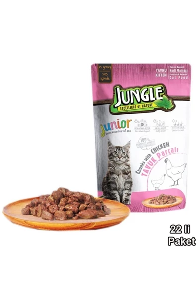 Jungle Pouch Yavru Kedi Tavuklu 22 Ad.jelli Yaş Mama