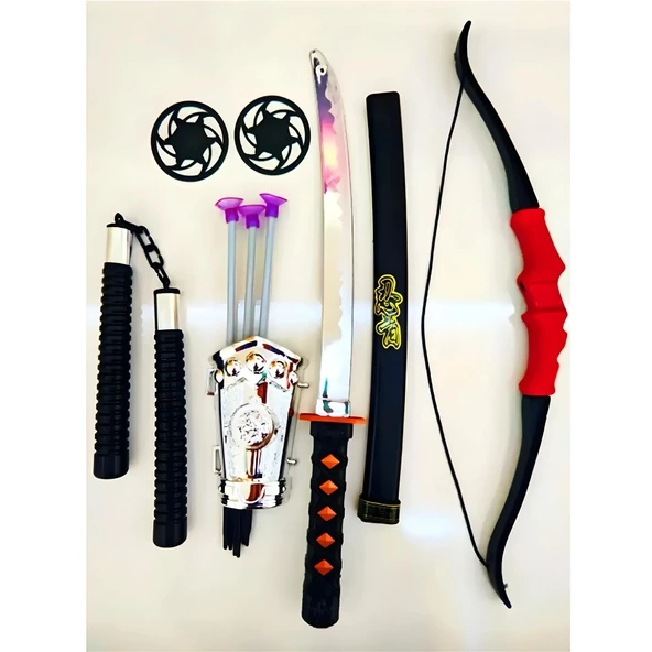 Ninja Samuray Savaşçı Kılıç ve Yay Seti - Katana Mınçıka Shuriken Yay Set