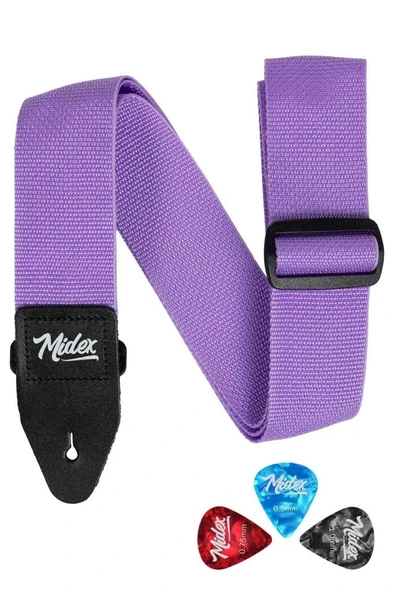 Midex ASM-26PU Gitar Omuz Askısı Lila Renk 89-155cm (Pena Hediye) ürün görseli 1