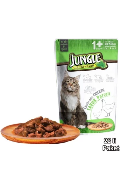 Jungle Pouch Kedi Tavuklu 22 Ad. Yaş Mama