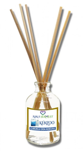 Aşk-ı Sermest Kenzoo Çiçek Aromalı Bambu Çubuklu Oda Kokusu Parfüm, Oval Şişe, 100 mL, 10 Adet ürün görseli 1