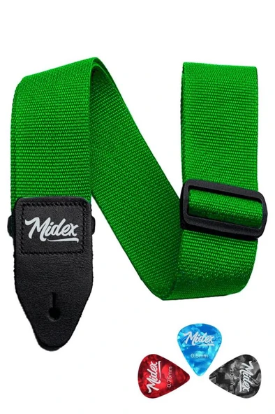 Midex ASM-26GR Gitar Omuz Askısı Yeşil Renk 89-155cm (Pena Hediye) ürün görseli 1