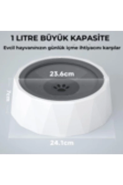 SIÇRAMA ÖNLEYİCİ KEDİ KÖPEK SU KABI 1 LT