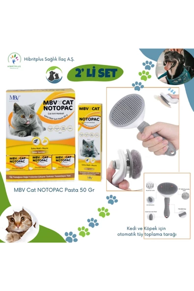 Notopac Cat Pasta 50 Gr + Kedi Ve Köpek Otomatik Tüy Toplama Tarağı 2 Li Set