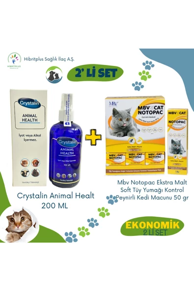 Animal Health 250 ml Ve Mbv Notopac Peynirli Kedi Macunu 50 gr 2 Li Ekonomik Set