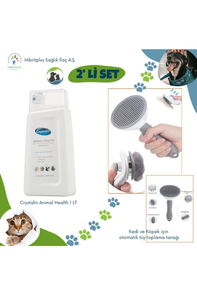 Animal Health 1 Litre + Kedi ve Köpek otomatik tüy toplama tarağı 2 li set