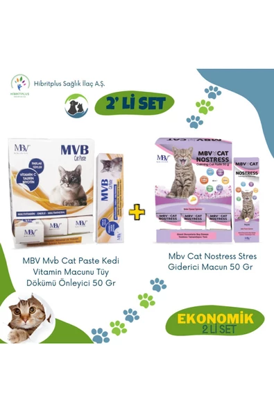 Mvb Cat Vitamin Paste 50 Gr + Mbv Cat Nostress Stres Önleyici Paste 50 Gr 2 li ekonomik set