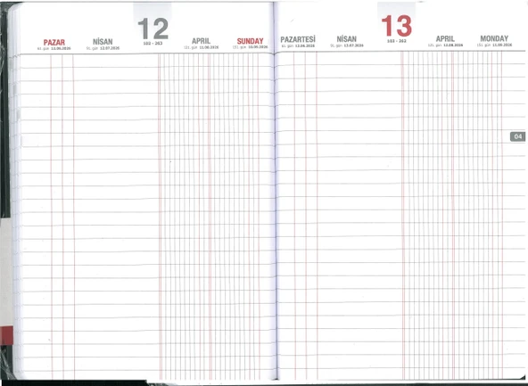Gıpta  2026 Ticari Ajanda Dikişli Sert Kapaklı 17x33  hafta sonları ayrıdır - Resim 2