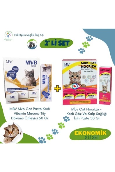 Cat Vitamin Paste 50 Gr ve Mbv Nocriza Extra Taurine & Vitamin cat pasta 50 Gr 2 li ekonomik set