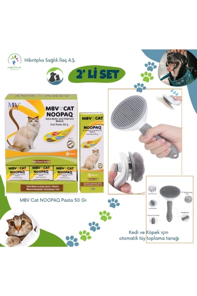 Noopaq Cat Pasta 50 gr Kedi Ve Köpek Otomatik Tüy Toplama Tarağı 2 Li Set