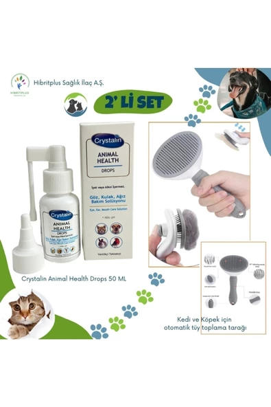 Animal Health 50 Ml + Kedi Ve Köpek Otomatik Tüy Toplama Tarağı 2 Li Set