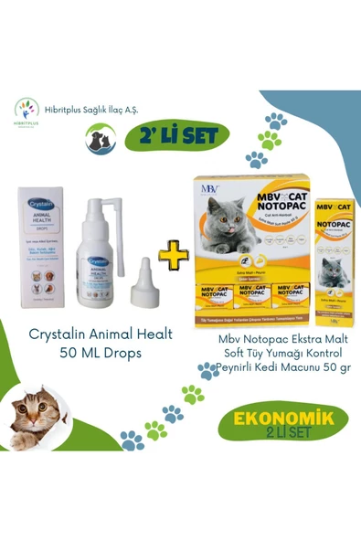 Animal Health 50 ML ve Mbv Notopac Peynirli Kedi Macunu 50 gr 2 li