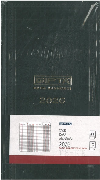 Gıpta  2026 Ticari Ajanda Dikişli Sert Kapaklı 17x33  hafta sonları ayrıdır ürün görseli 1