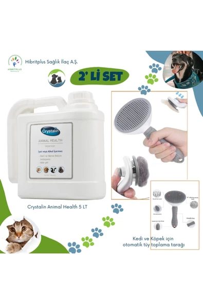 Animal Health 5 Litre + Kedi ve Köpek otomatik tüy toplama tarağı 2 li set