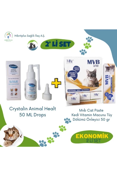Animal Health 50 ml Drops ve Mbv Cat Vitamin Paste 50 Gr 2 li ekonomik set