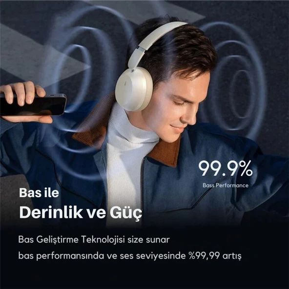 Baseus BT5.3V Mega Bass Mikrofonlu Kablosuz Kafaüstü Bluetooth Kulaklık, 600mAh Ultra Uzun Şarjlı - 7