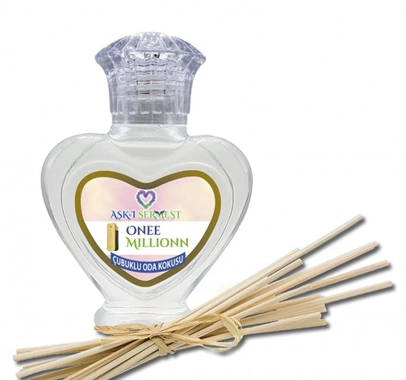 Aşk-ı Sermest Onee Millionn Çiçek Aromalı Bambu Çubuklu Oda Kokusu Parfüm, Kalp Şişe, 60 mL, 5 Adet ürün görseli 1