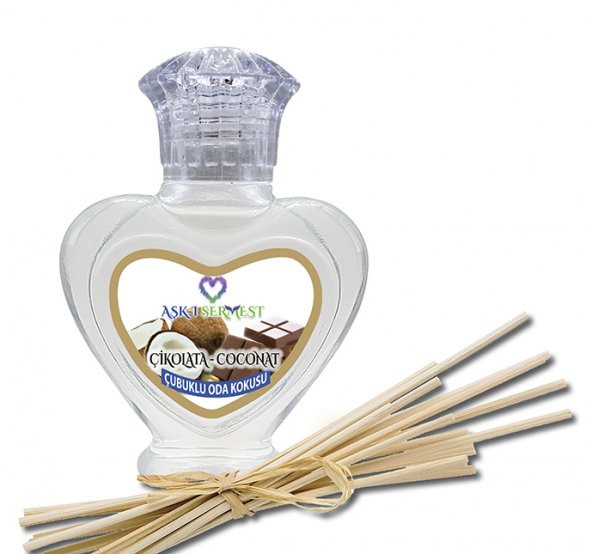 Aşk-ı Sermest Çilekli Sakız Aromalı Bambu Çubuklu Oda Kokusu Parfüm, Kalp Şişe, 60 mL, 5 Adet