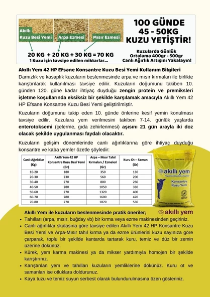 Akıllı Yem 42 HP Efsane Konsantre Kuzu Besi Yemi 20 KG - 5