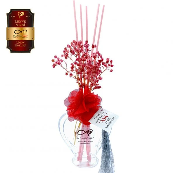 Ölümsüz Aşk Meyve Serisi Limon Kokulu 10 x 60 ml Kalp Şişe Bambu Çubuklu Ortam Kokusu ürün görseli 1